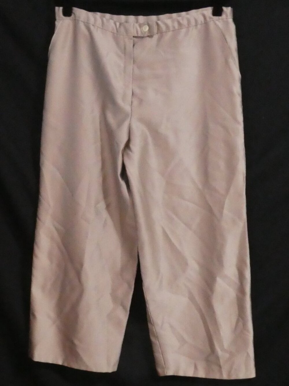 Handmade Satin Texture Stone Grey Wide-Leg Cropped Pants - Size 17.5" measured